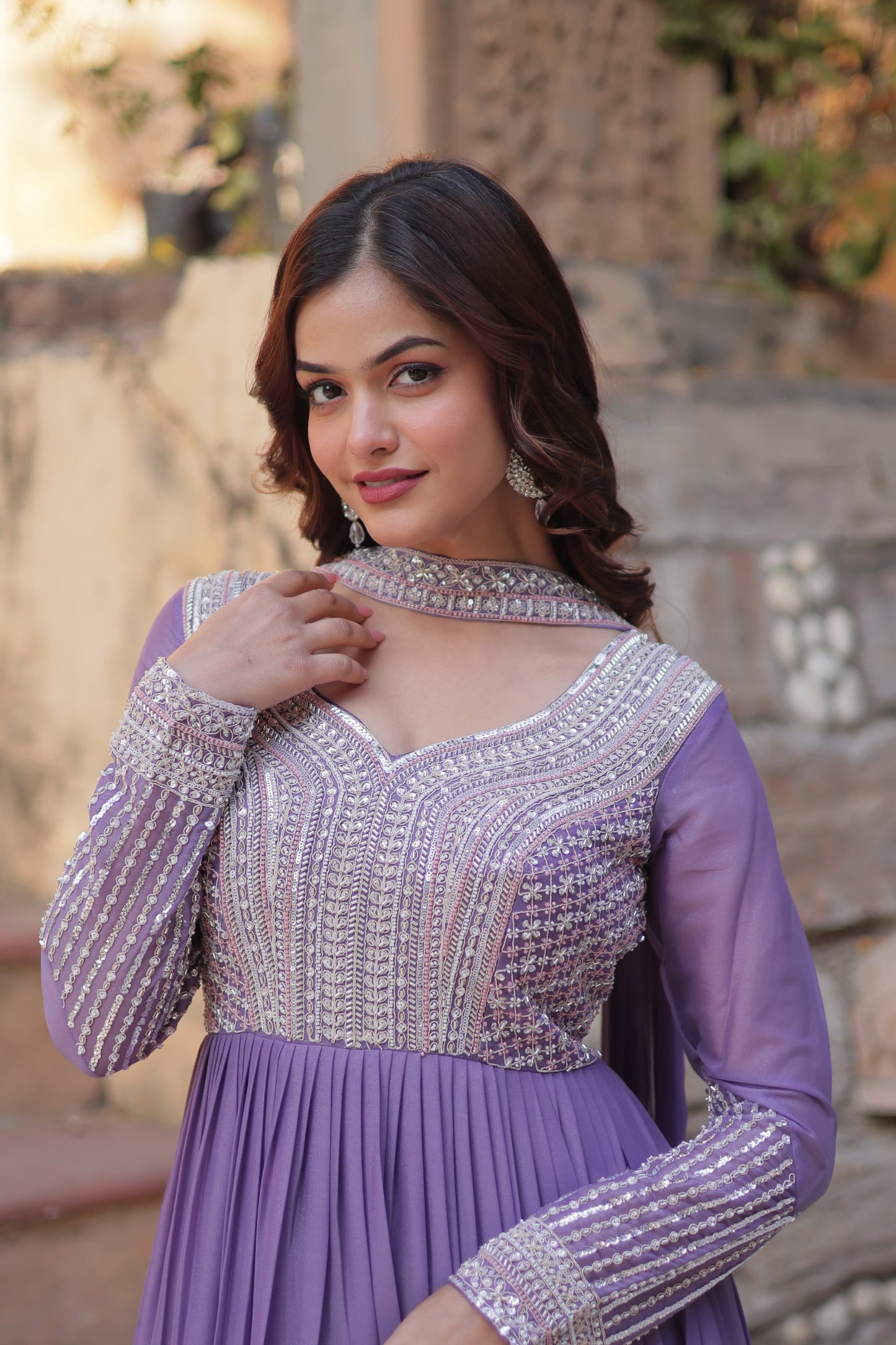 GEORGETTE EMBROIDERY TRADITIONAL DESIGNER GOWN - ETHNIC WEAR FOR WOMEN - 301