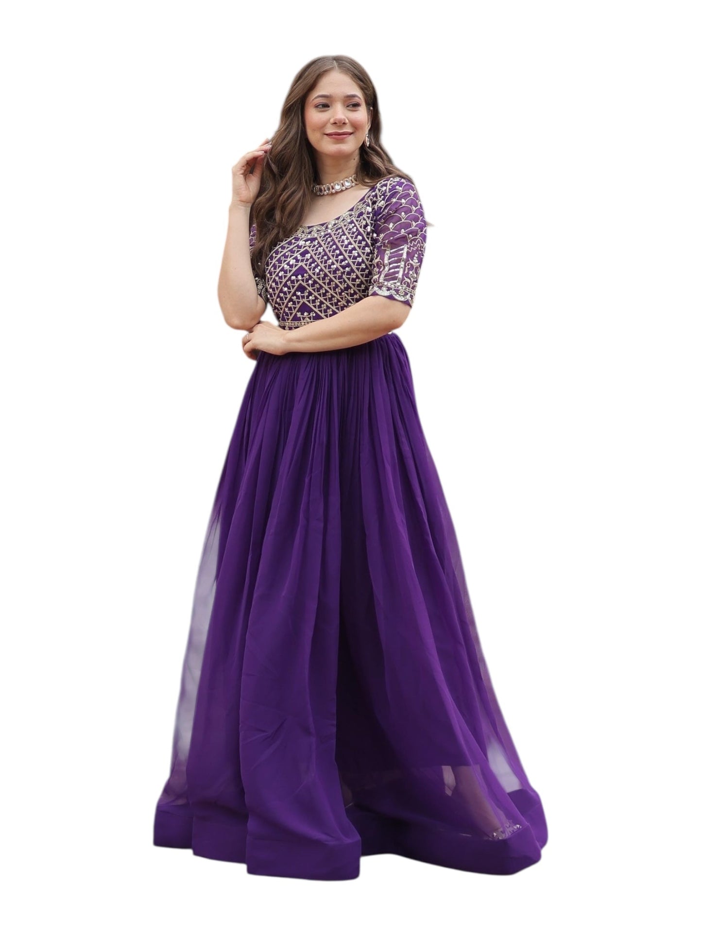 GEORGETTE TRADITIONAL DESIGNER GOWN - ETHNIC WEAR FOR WOMEN - 304