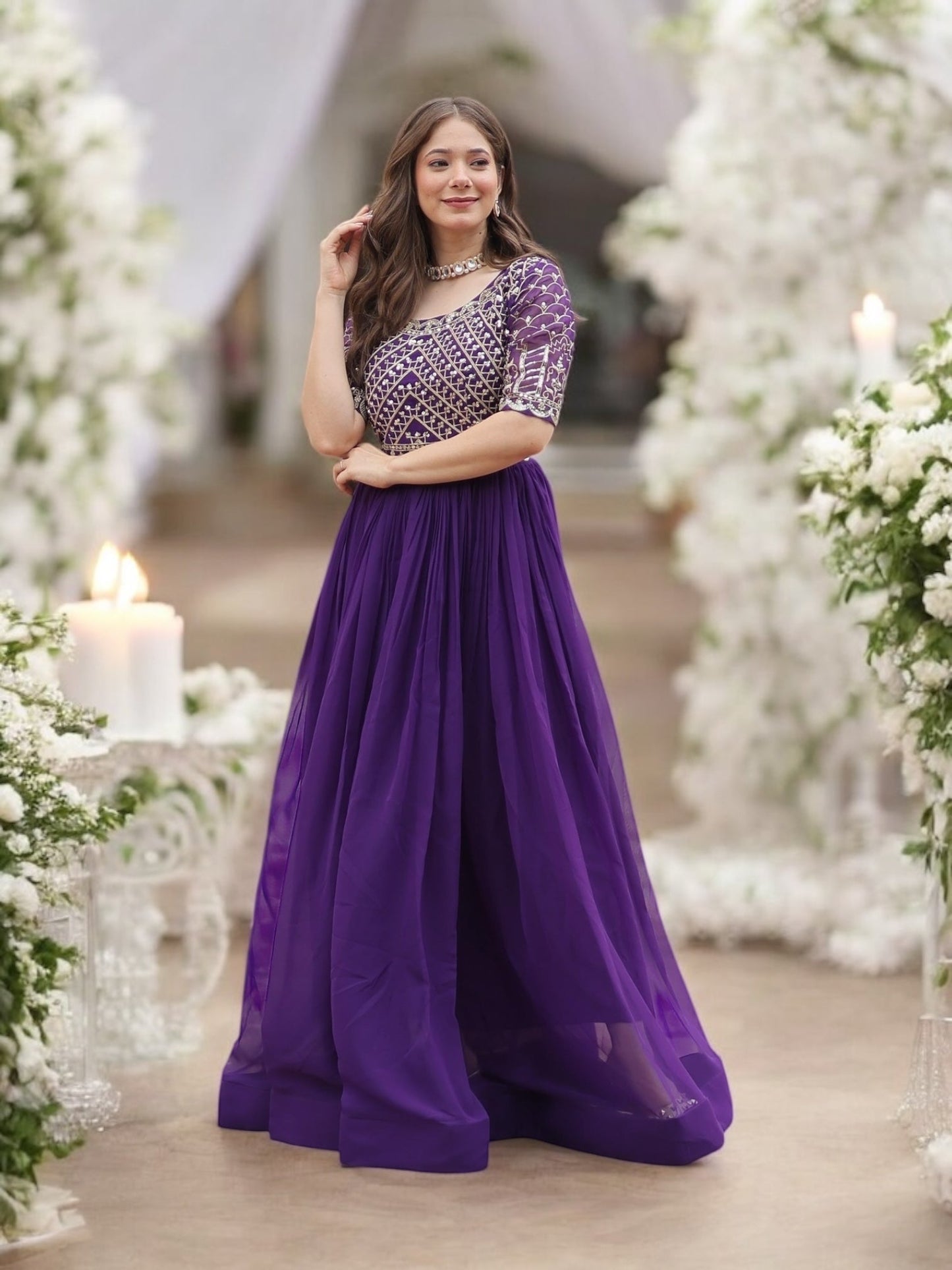 GEORGETTE TRADITIONAL DESIGNER GOWN - ETHNIC WEAR FOR WOMEN - 304