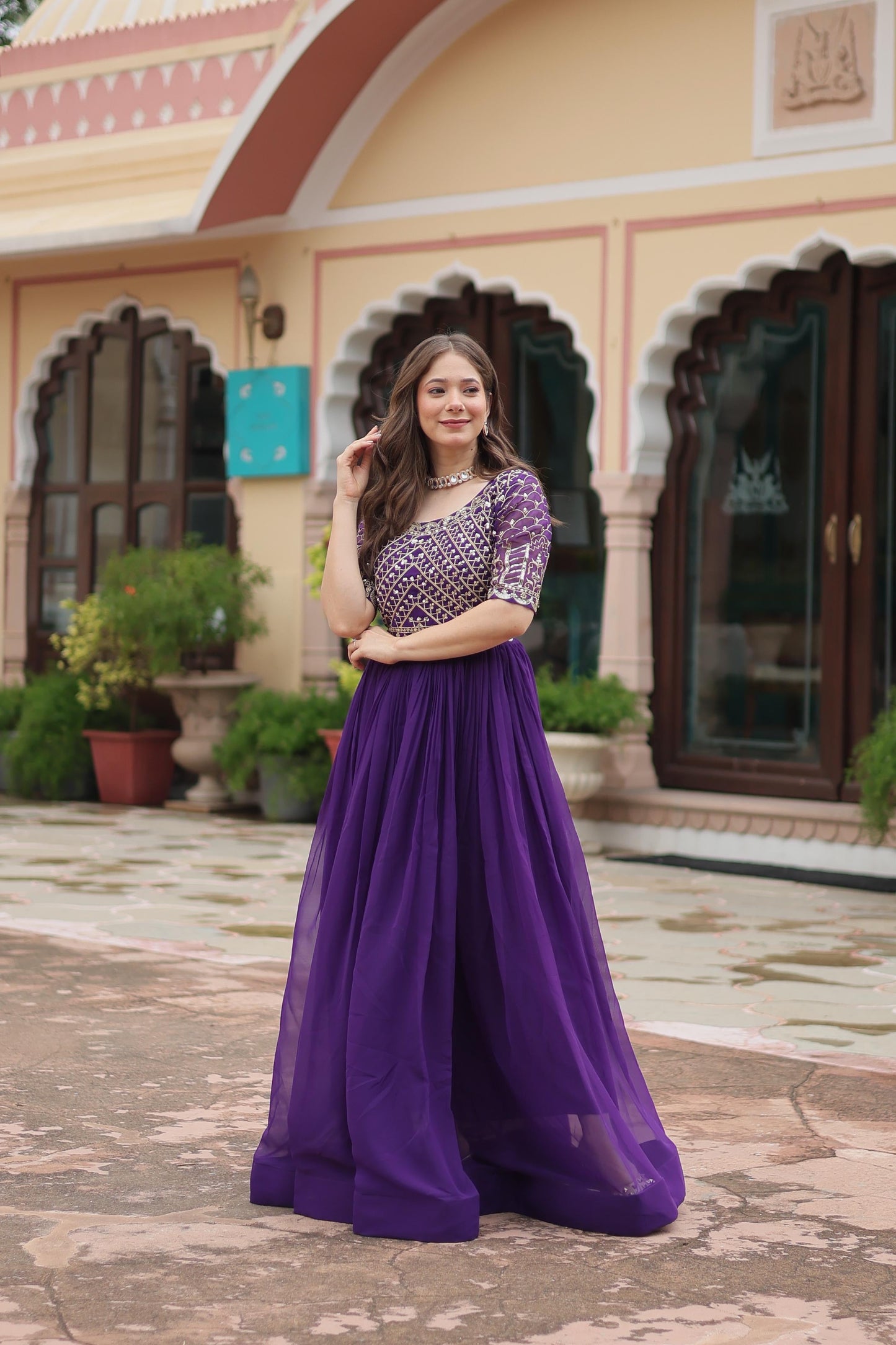 GEORGETTE TRADITIONAL DESIGNER GOWN - ETHNIC WEAR FOR WOMEN - 304