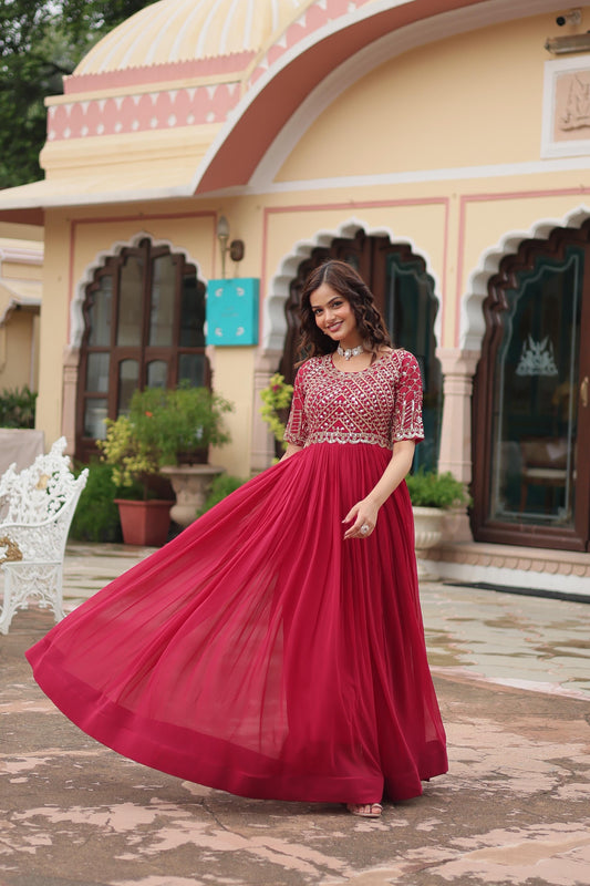 GEORGETTE TRADITIONAL DESIGNER GOWN - ETHNIC WEAR FOR WOMEN - 305