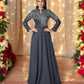GRAY COLOR MASLIN EMBROIDERY TRADITIONAL DESIGNER GOWN - ETHNIC WEAR FOR WOMEN - 313