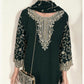 GREEN- TRADITIONAL DESIGNER SALWAR KAMEEZ SUIT WITH HANDBAG- ETHNIC WEAR FOR WOMEN - 229