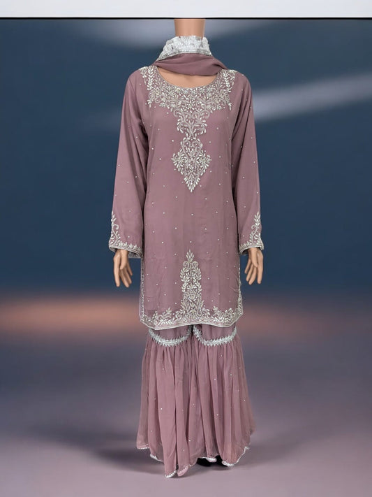 LAVENDER- TRADITIONAL GARARA DESIGNER SALWAR KAMEEZ SUIT- ETHNIC WEAR FOR WOMEN - 234