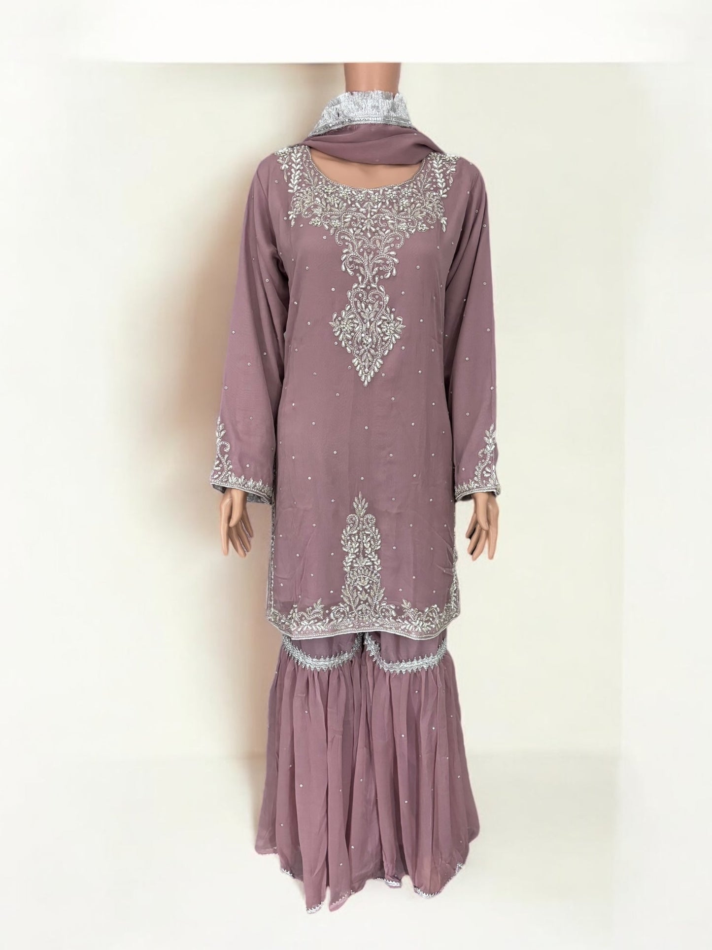 LAVENDER- TRADITIONAL GARARA DESIGNER SALWAR KAMEEZ SUIT- ETHNIC WEAR FOR WOMEN - 234