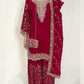 MAGENTA- TRADITIONAL DESIGNER SALWAR KAMEEZ SUIT WITH HANDBAG- ETHNIC WEAR FOR WOMEN - 230