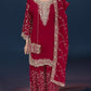 MAGENTA- TRADITIONAL DESIGNER SALWAR KAMEEZ SUIT WITH HANDBAG- ETHNIC WEAR FOR WOMEN - 230
