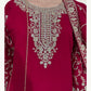 MAGENTA- TRADITIONAL DESIGNER SALWAR KAMEEZ SUIT WITH HANDBAG- ETHNIC WEAR FOR WOMEN - 230