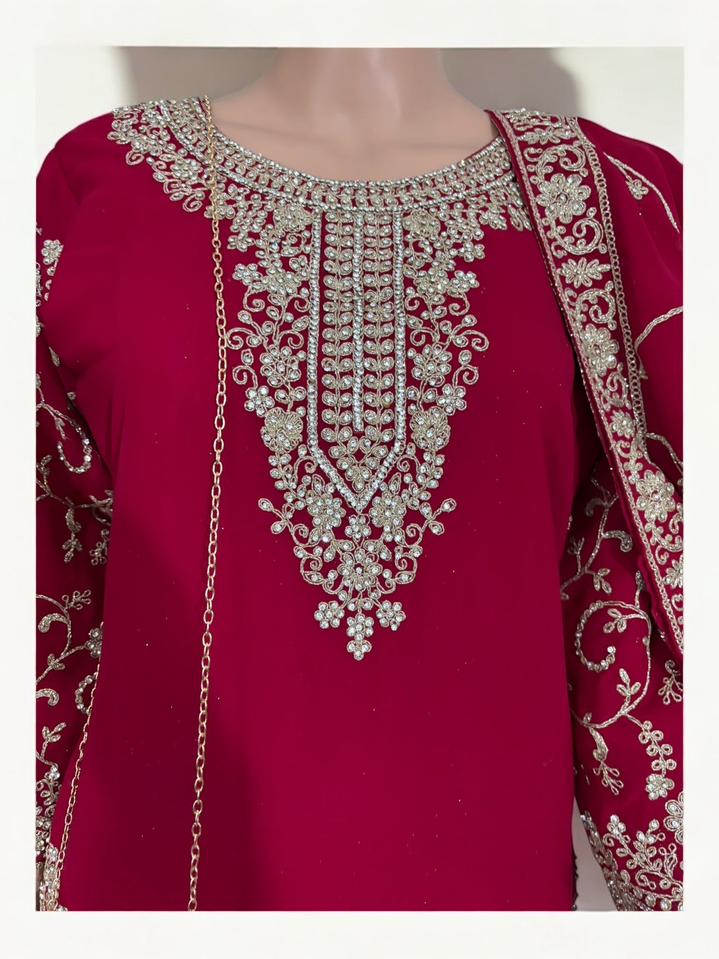 MAGENTA- TRADITIONAL DESIGNER SALWAR KAMEEZ SUIT WITH HANDBAG- ETHNIC WEAR FOR WOMEN - 230
