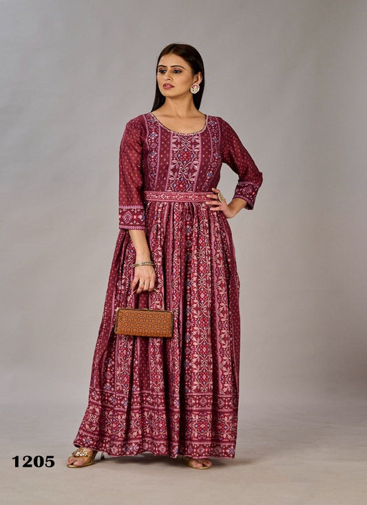 MAROON COLOR TRADITIONAL DESIGNER GOWN - ETHNIC WEAR FOR WOMEN - 310
