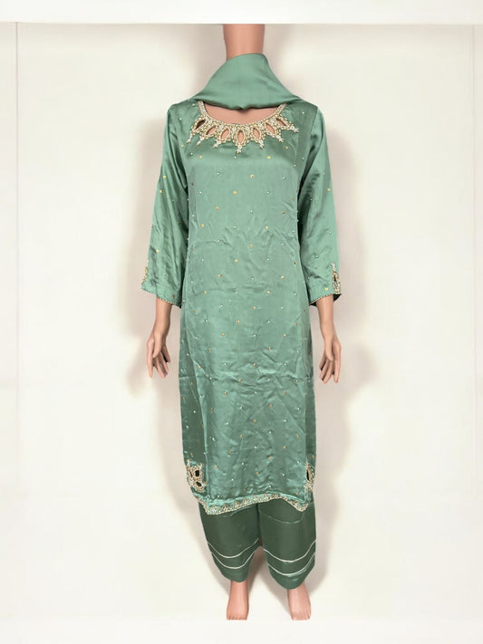 MINT COLOR - TRADITIONAL DESIGNER SALWAR KAMEEZ SUIT- ETHNIC WEAR FOR WOMEN - 236