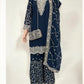 NAVY BLUE- TRADITIONAL DESIGNER SALWAR KAMEEZ SUIT WITH HANDBAG- ETHNIC WEAR FOR WOMEN - 228