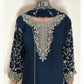 NAVY BLUE- TRADITIONAL DESIGNER SALWAR KAMEEZ SUIT WITH HANDBAG- ETHNIC WEAR FOR WOMEN - 228