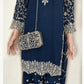 NAVY BLUE- TRADITIONAL DESIGNER SALWAR KAMEEZ SUIT WITH HANDBAG- ETHNIC WEAR FOR WOMEN - 228