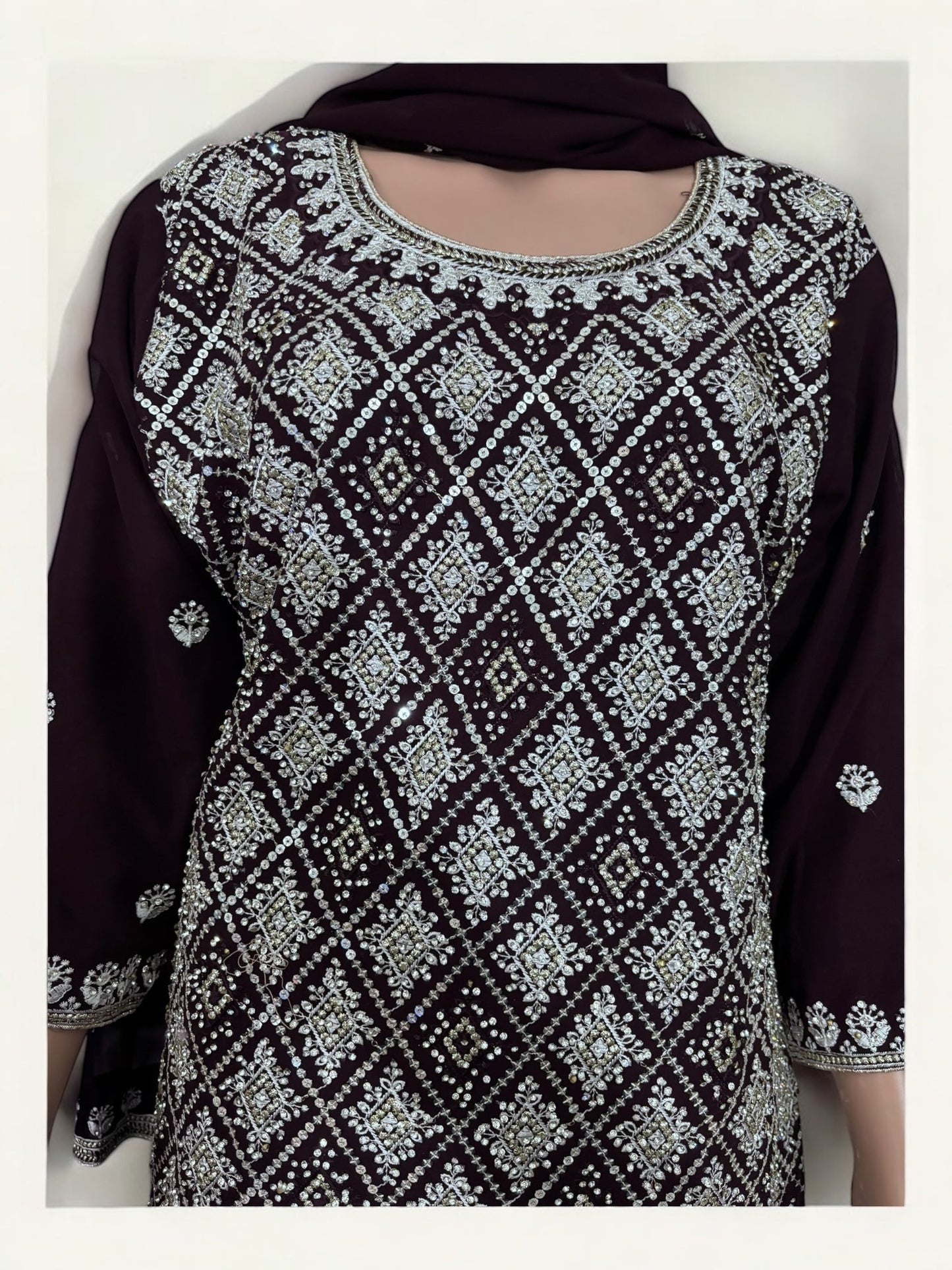 PURPLE- TRADITIONAL DESIGNER SALWAR KAMEEZ SUIT- ETHNIC WEAR FOR WOMEN - 223