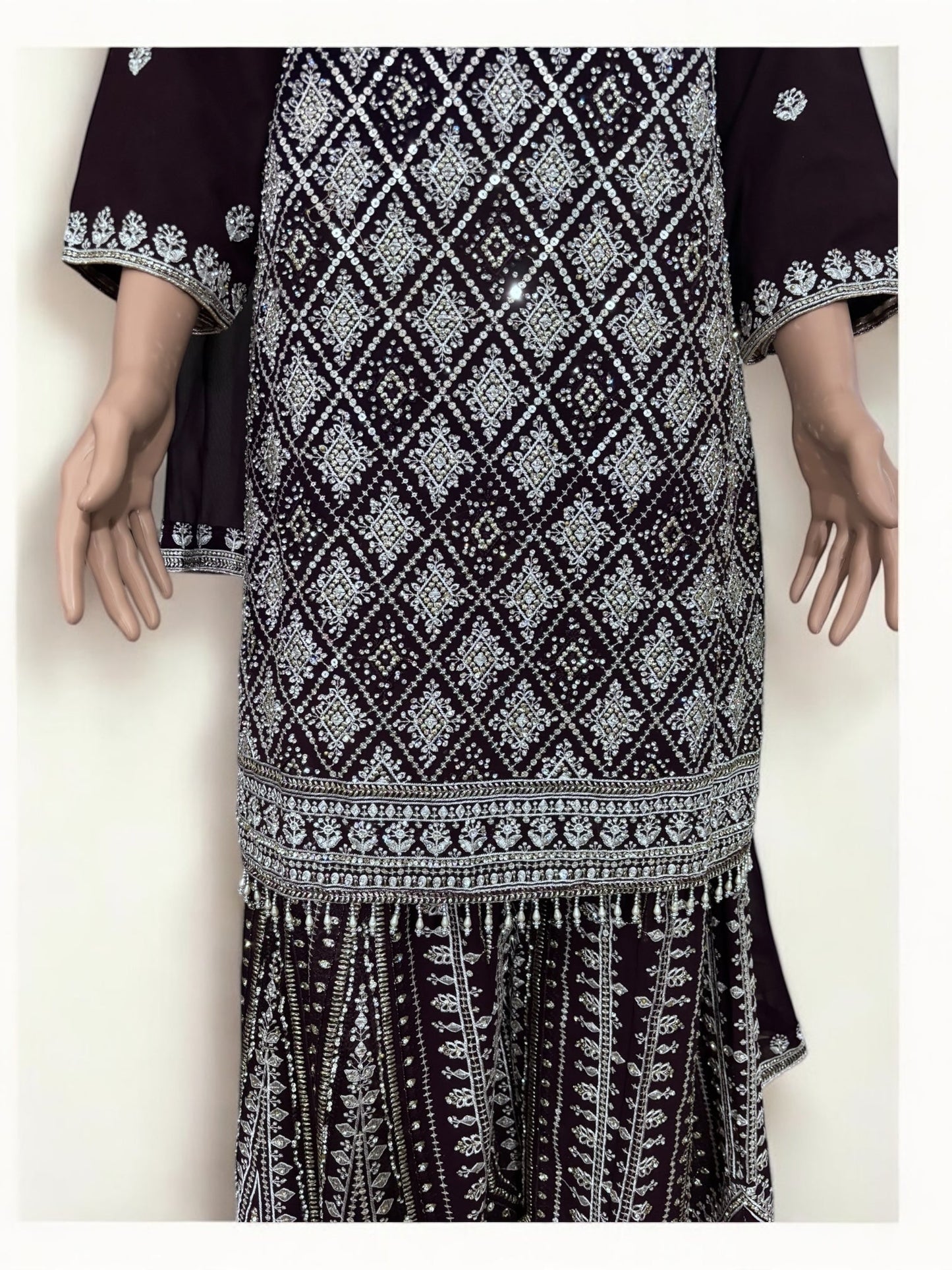 PURPLE- TRADITIONAL DESIGNER SALWAR KAMEEZ SUIT- ETHNIC WEAR FOR WOMEN - 223