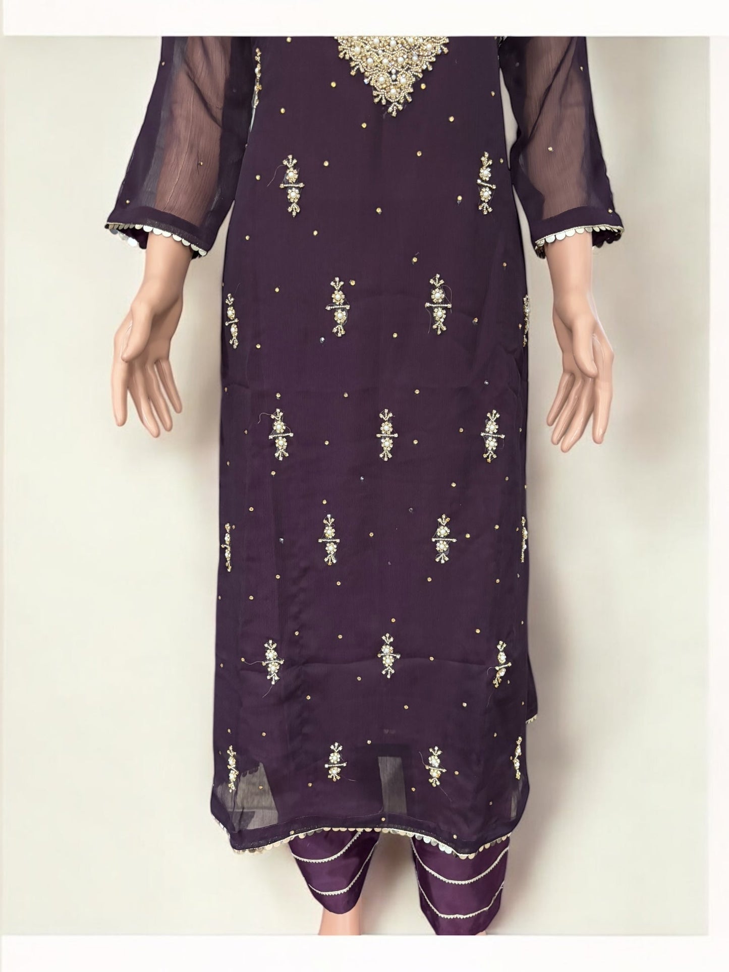 PURPLE - TRADITIONAL DESIGNER SALWAR KAMEEZ SUIT- ETHNIC WEAR FOR WOMEN - 235