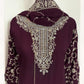 PURPLE- TRADITIONAL DESIGNER SALWAR KAMEEZ SUIT WITH HANDBAG- ETHNIC WEAR FOR WOMEN - 227