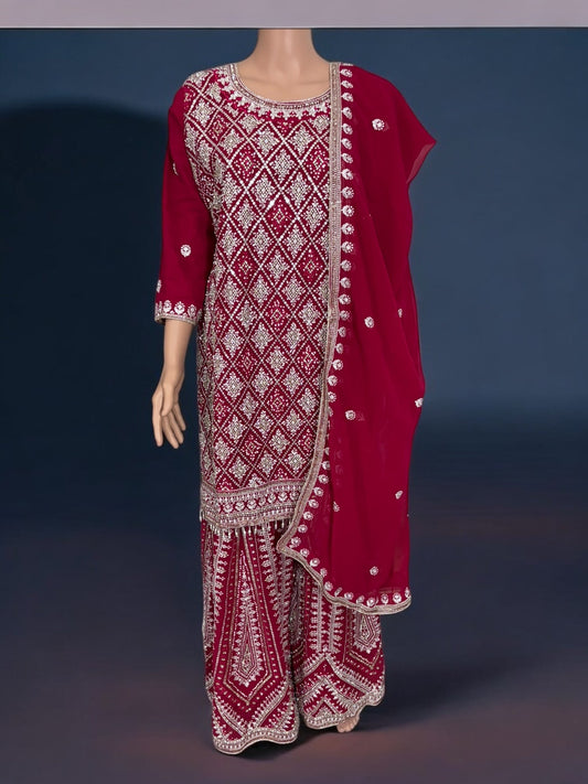 RANI PINK- TRADITIONAL DESIGNER SALWAR KAMEEZ SUIT- ETHNIC WEAR FOR WOMEN - 226