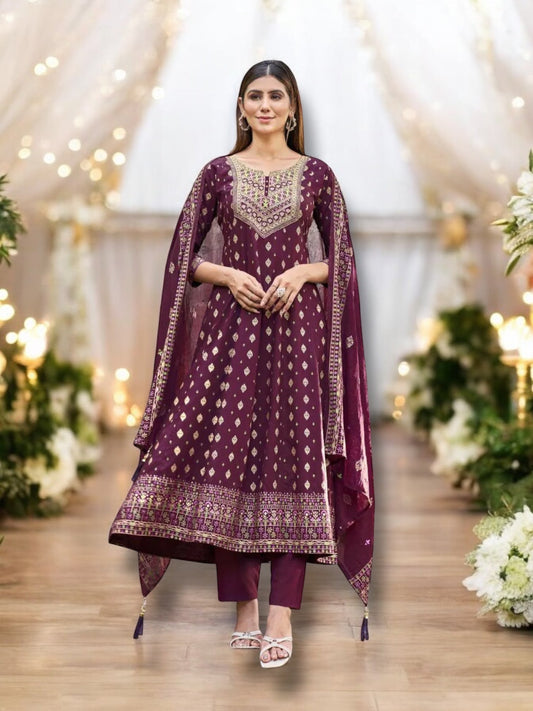 RAYON DRESS WITH PANT AND DUPATTA – ETHNIC WEAR FOR WOMEN- 01
