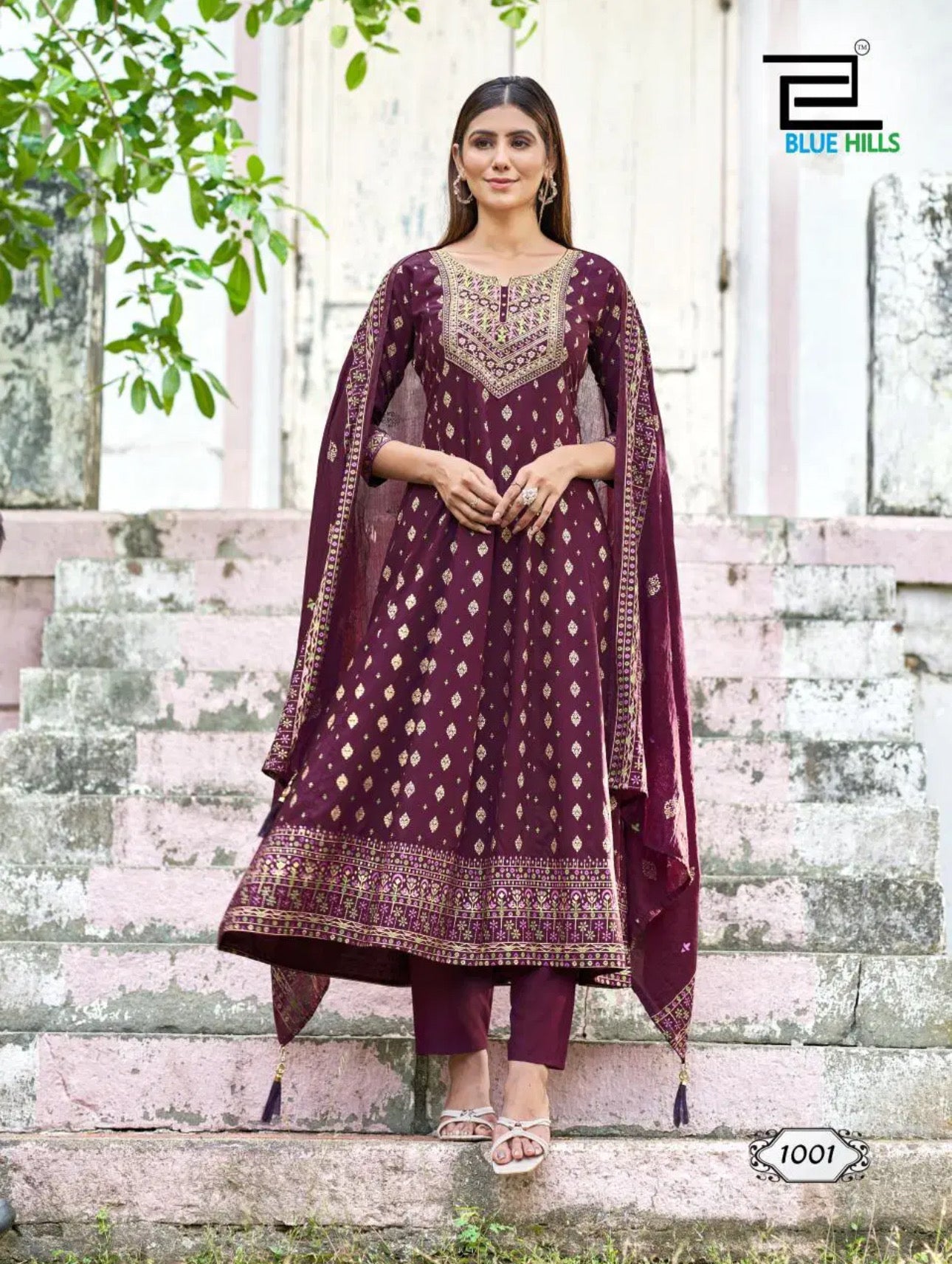 RAYON DRESS WITH PANT AND DUPATTA – ETHNIC WEAR FOR WOMEN- 01
