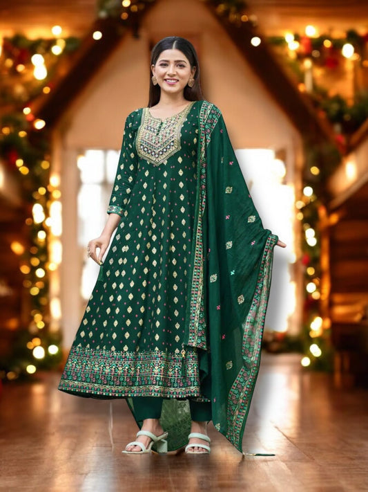 RAYON DRESS WITH PANT AND DUPATTA – ETHNIC WEAR FOR WOMEN- 02