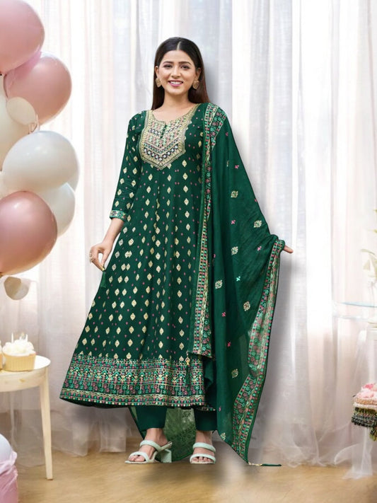 RAYON DRESS WITH PANT AND DUPATTA – ETHNIC WEAR FOR WOMEN- 02