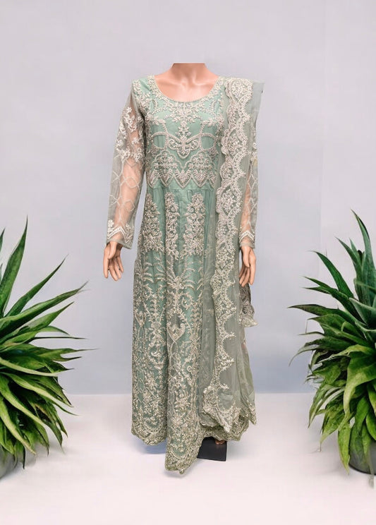 SEA GREEN COLOR BRIDAL ANARKALI GOWN -ETHNIC WEAR FOR WOMEN