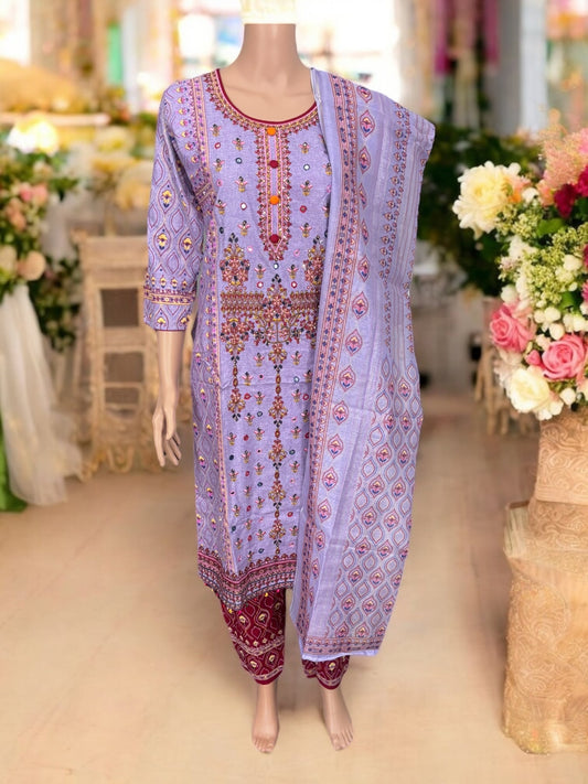 TRADITIONAL COTTON DESIGNER SALWAR KAMEEZ SUIT - ETHNIC WEAR FOR WOMEN - 217