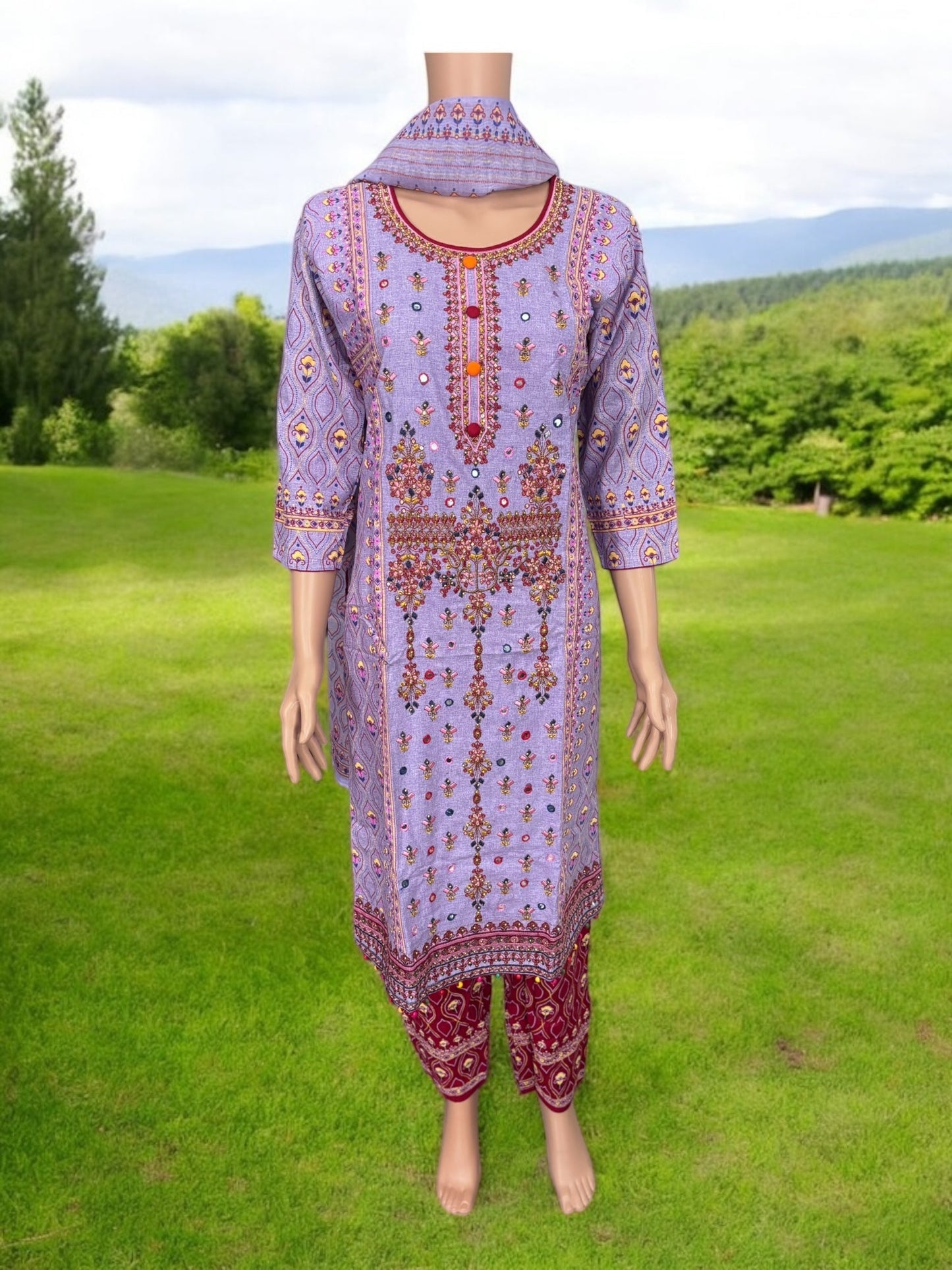 TRADITIONAL COTTON DESIGNER SALWAR KAMEEZ SUIT - ETHNIC WEAR FOR WOMEN - 217