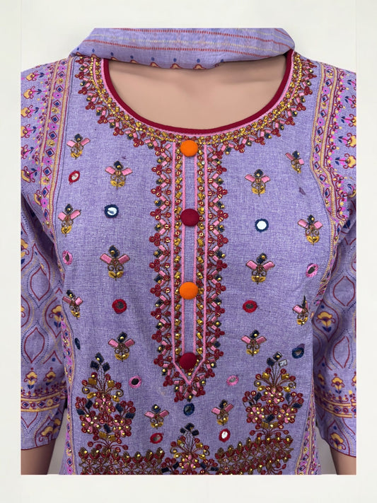 TRADITIONAL COTTON DESIGNER SALWAR KAMEEZ SUIT - ETHNIC WEAR FOR WOMEN - 217