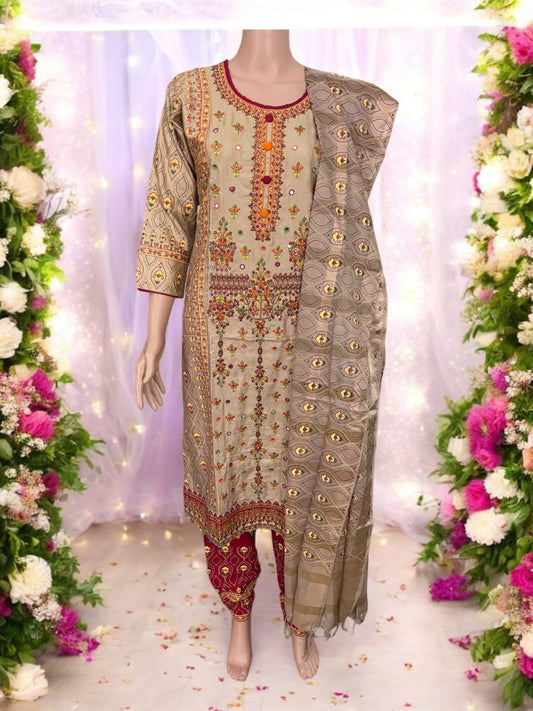 TRADITIONAL COTTON DESIGNER SALWAR KAMEEZ SUIT - ETHNIC WEAR FOR WOMEN - 218