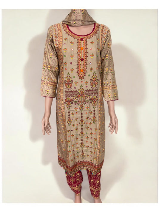 TRADITIONAL COTTON DESIGNER SALWAR KAMEEZ SUIT - ETHNIC WEAR FOR WOMEN - 218