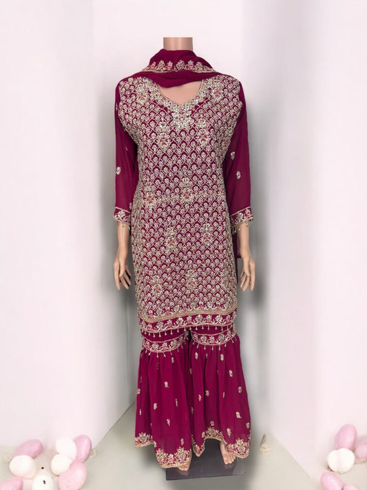 TRADITIONAL DESIGNER GARARA SALWAR KAMEEZ SUIT - ETHNIC WEAR - 201