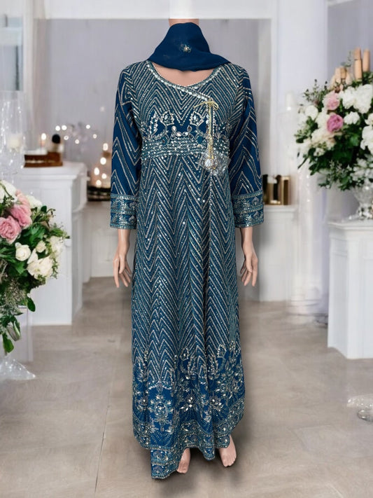 TRADITIONAL DESIGNER GOWN SET WITH PANT AND DUPATTA – ETHNIC WEAR FOR WOMEN-12