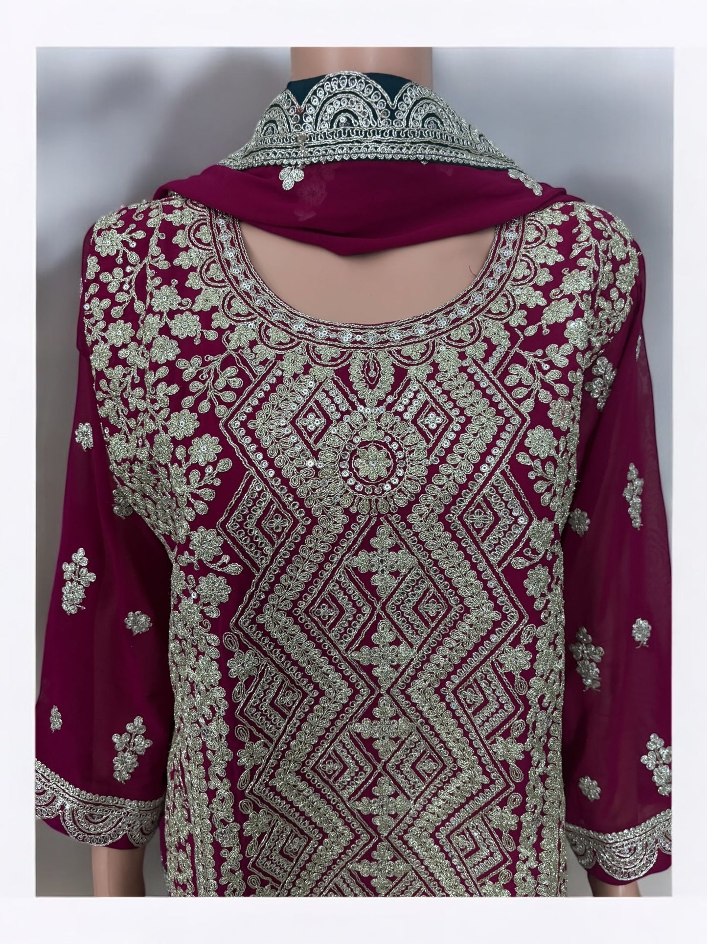 TRADITIONAL DESIGNER SHARARA GARARA SALWAR KAMEEZ SUIT - ETHNIC WEAR - 202