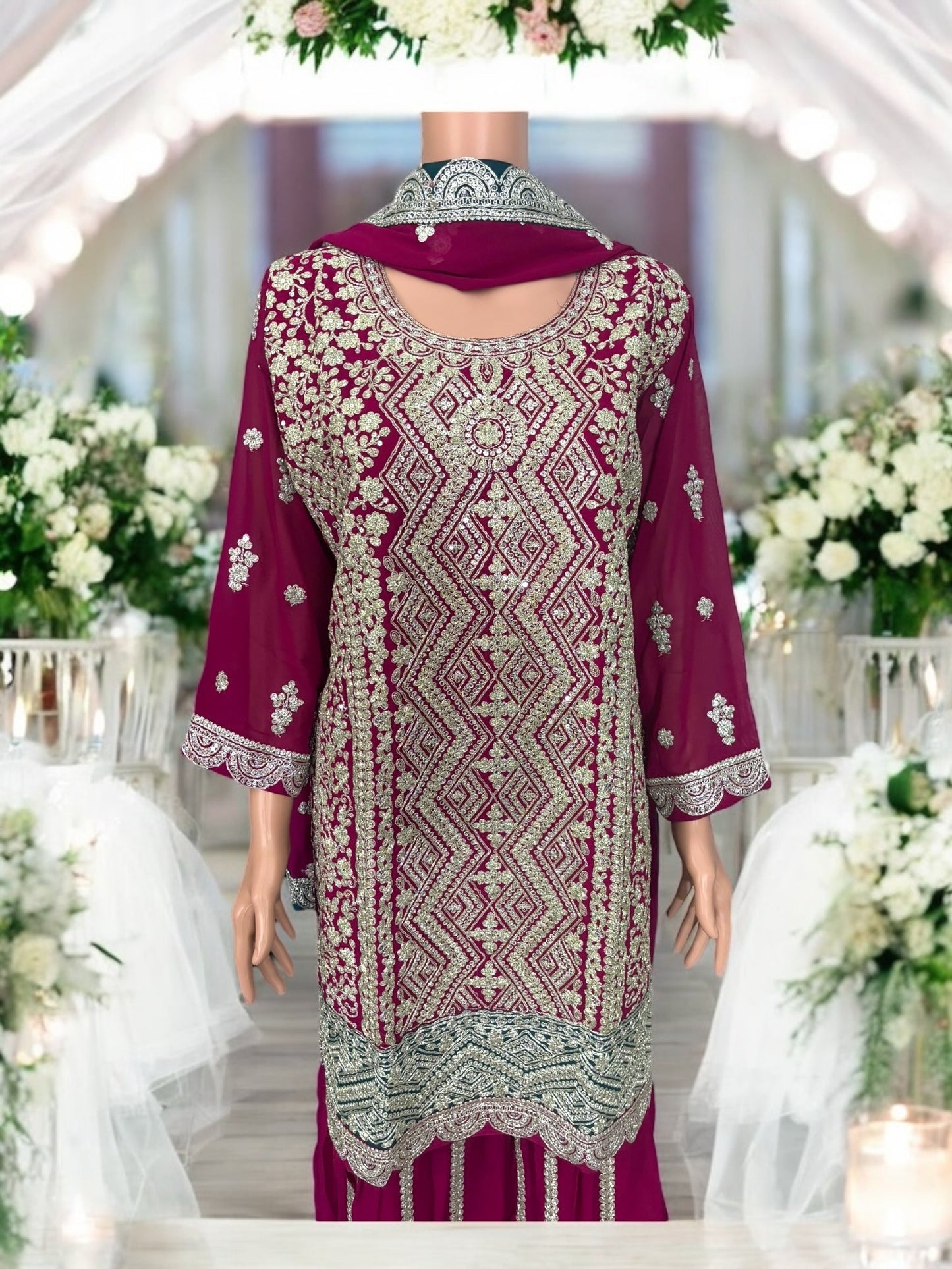 TRADITIONAL DESIGNER SHARARA GARARA SALWAR KAMEEZ SUIT - ETHNIC WEAR - 202