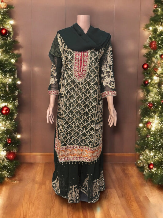 TRADITIONAL DESIGNER SHARARA SALWAR KAMEEZ SET – ETHNIC WEAR FOR WOMEN-02