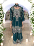 TRADITIONAL DESIGNER SHARARA SALWAR KAMEEZ SUIT - ETHNIC WEAR - 203