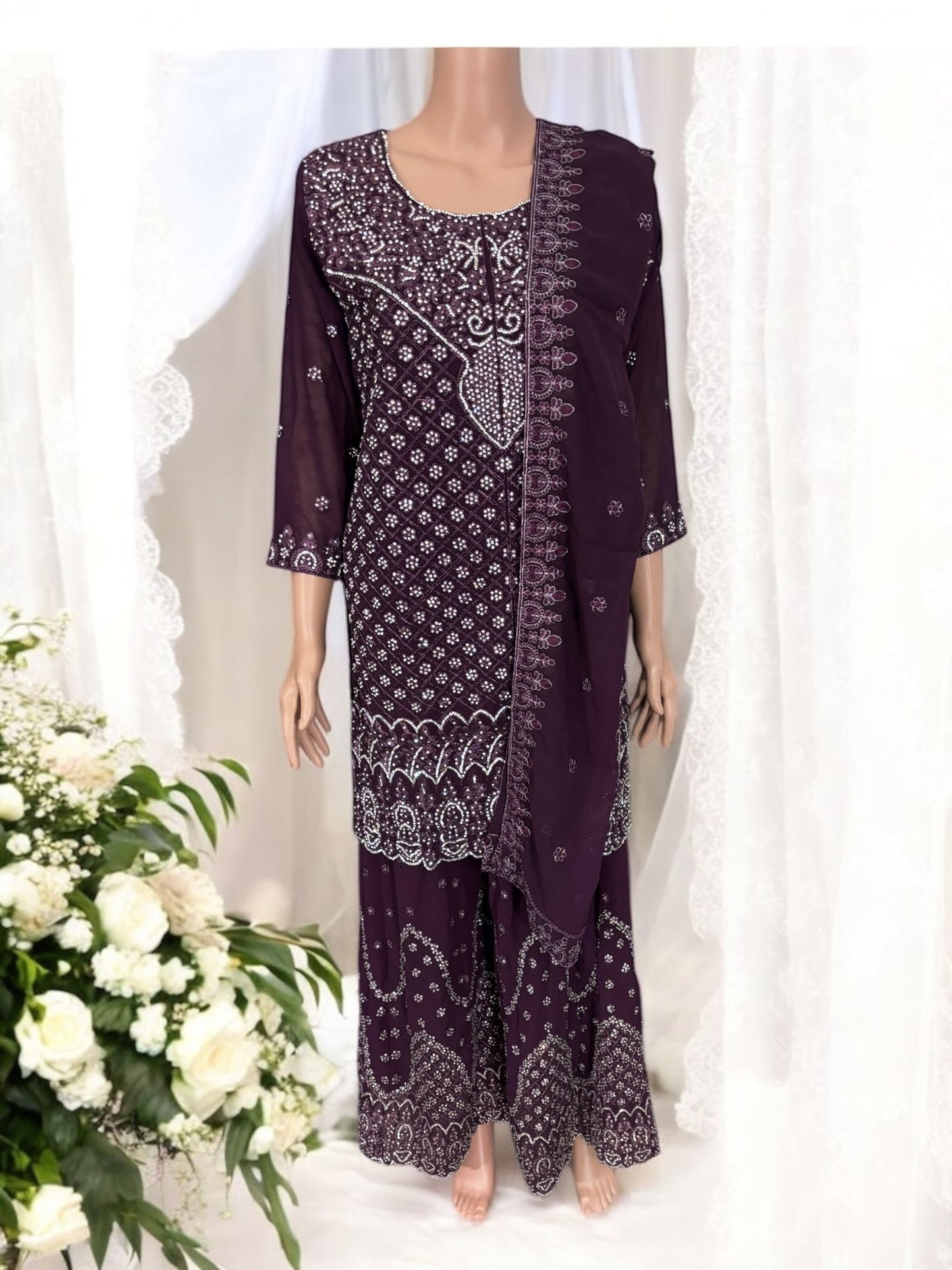 TRADITIONAL DESIGNER SHARARA SALWAR KAMEEZ SUIT - ETHNIC WEAR - 205