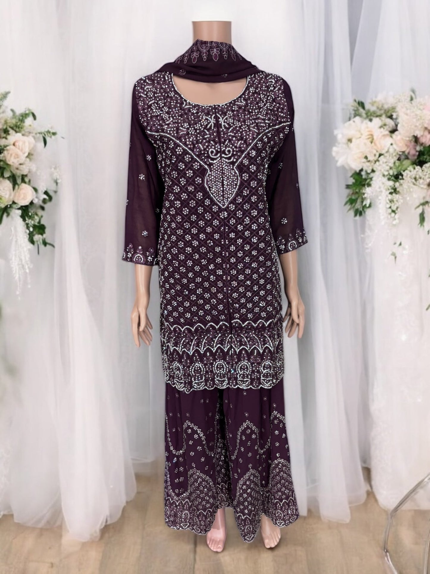 TRADITIONAL DESIGNER SHARARA SALWAR KAMEEZ SUIT - ETHNIC WEAR - 205