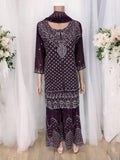 TRADITIONAL DESIGNER SHARARA SALWAR KAMEEZ SUIT - ETHNIC WEAR - 205