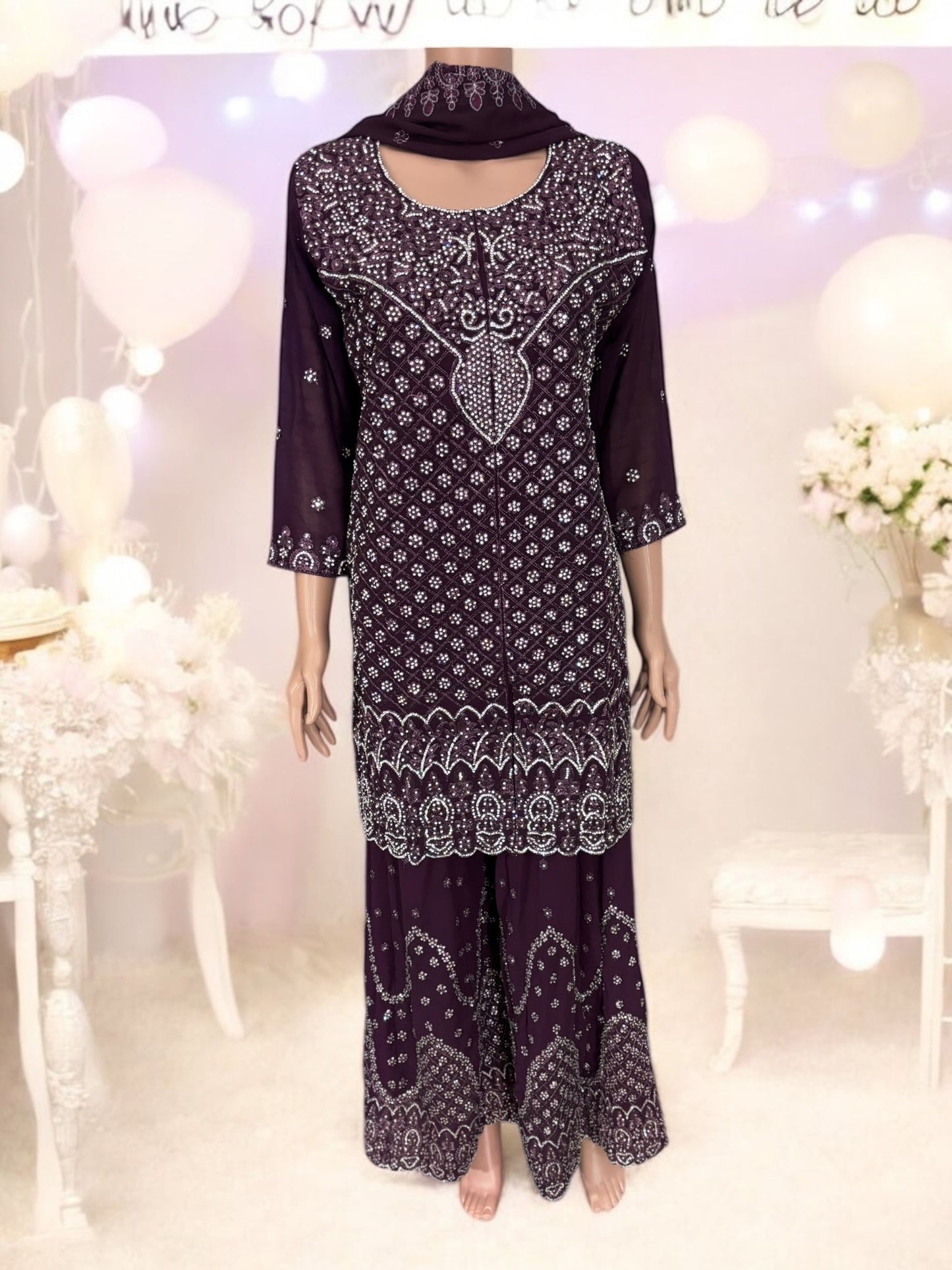 TRADITIONAL DESIGNER SHARARA SALWAR KAMEEZ SUIT - ETHNIC WEAR - 205