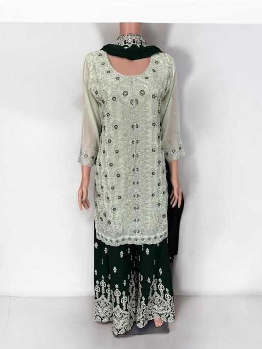 TRADITIONAL DESIGNER SHARARA SALWAR KAMEEZ SUIT - ETHNIC WEAR FOR WOMEN - 208