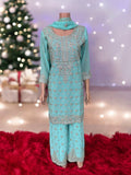 TRADITIONAL DESIGNER SHARARA SALWAR KAMEEZ SUIT - ETHNIC WEAR FOR WOMEN - 210