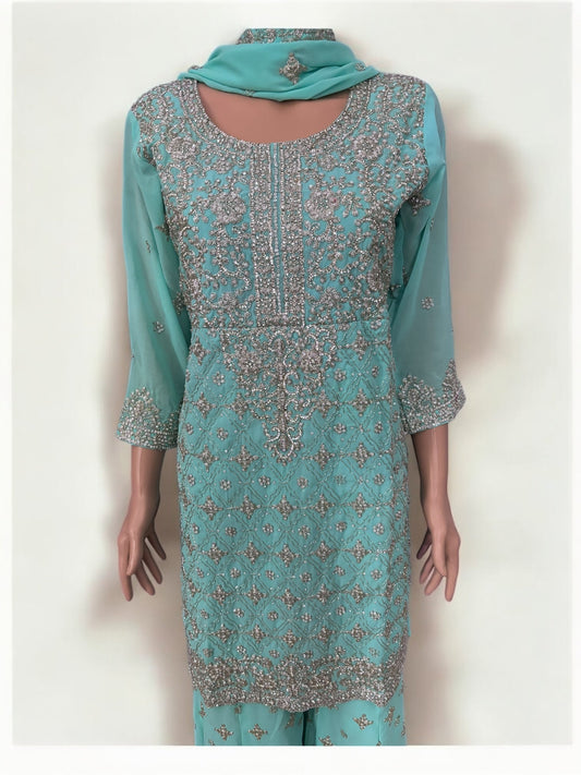 TRADITIONAL DESIGNER SHARARA SALWAR KAMEEZ SUIT - ETHNIC WEAR FOR WOMEN - 210