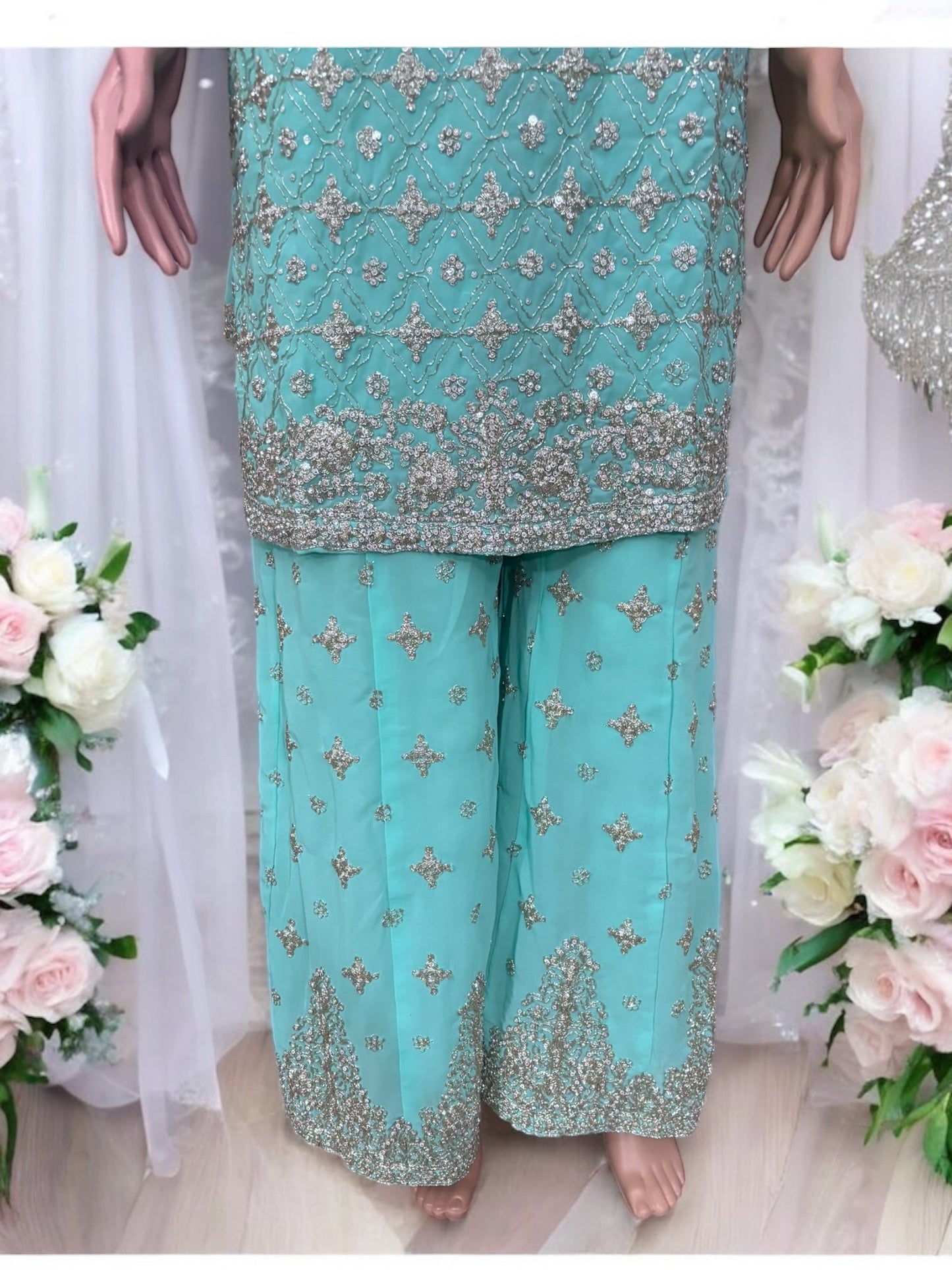 TRADITIONAL DESIGNER SHARARA SALWAR KAMEEZ SUIT - ETHNIC WEAR FOR WOMEN - 210