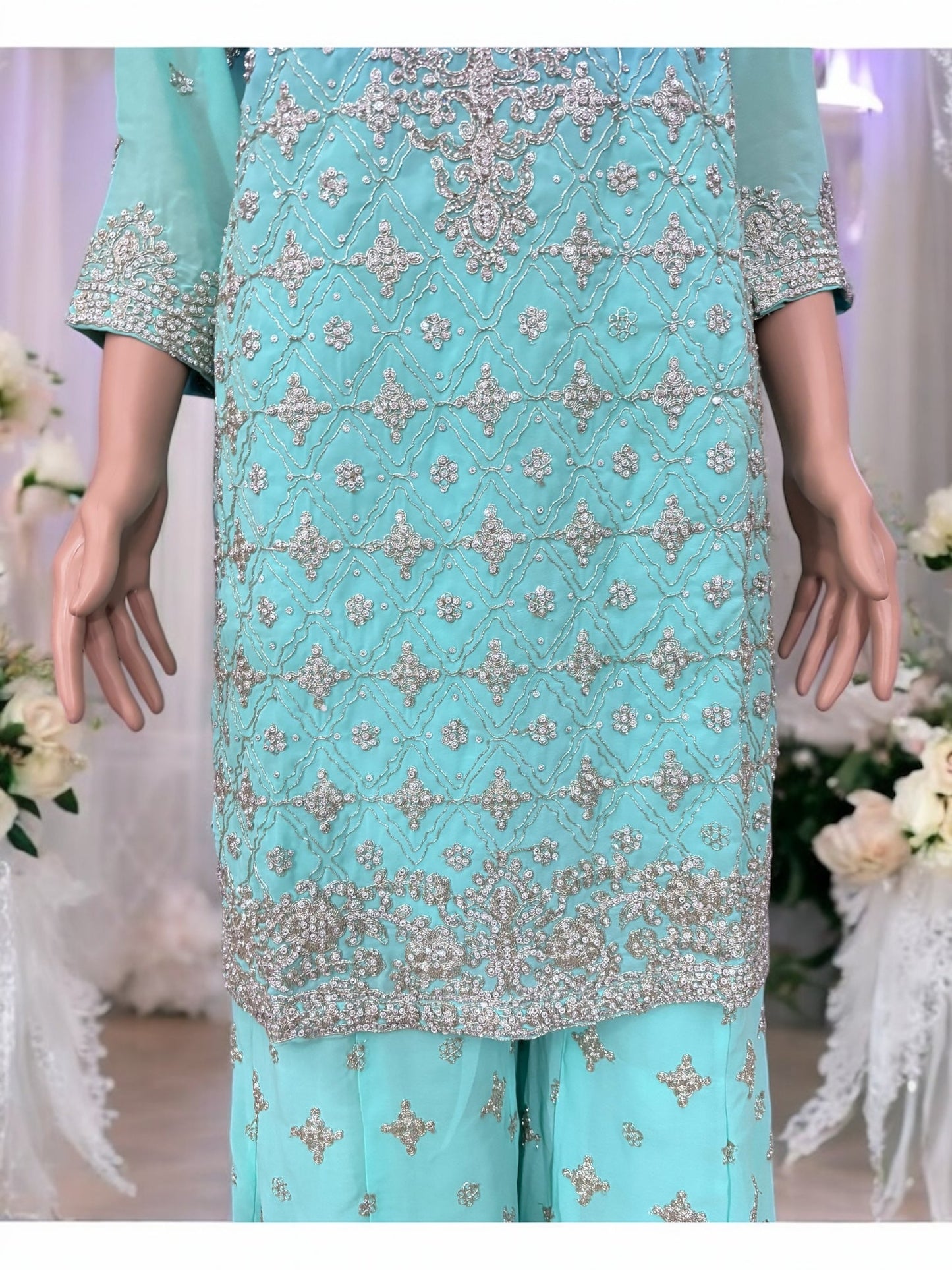 TRADITIONAL DESIGNER SHARARA SALWAR KAMEEZ SUIT - ETHNIC WEAR FOR WOMEN - 210