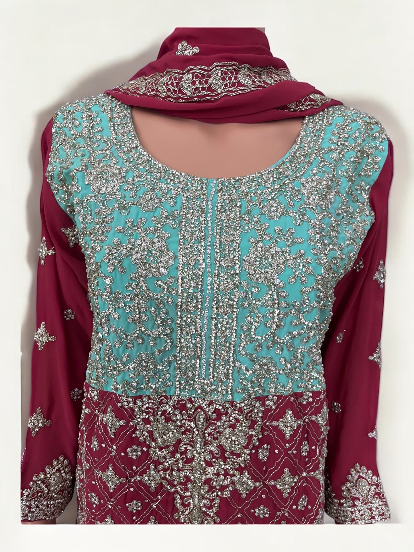 TRADITIONAL DESIGNER SHARARA SALWAR KAMEEZ SUIT IN LEHENGA STYLE - ETHNIC WEAR FOR WOMEN - 211