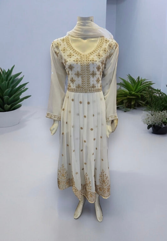 WHITE DESIGNER PARTY WEAR DRESS-ETHNIC WEAR FOR WOMEN - 205